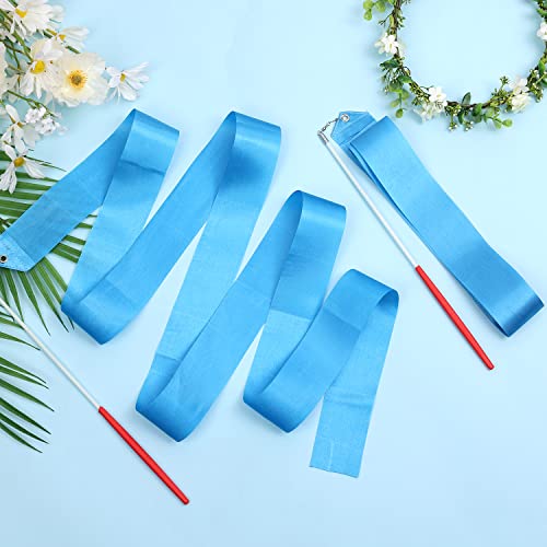 KINBOM 2pcs Dance Ribbons, 78.7 Inch Long Twirling Dancing Ribbon Gymnastics Ribbon Streamers for Kids Artistic Dancing Training Party, with Ribbon Dancer Wand (Sky Blue) - Image 3