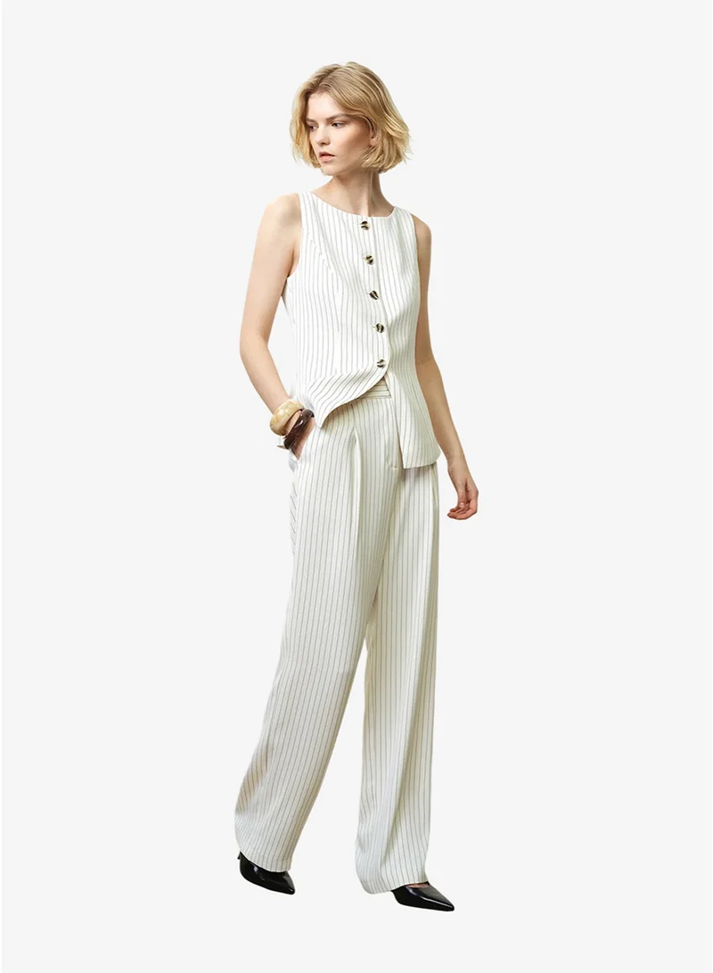 Women's Porcelain Cream/Blac Vinnie Pinstripe Trouser