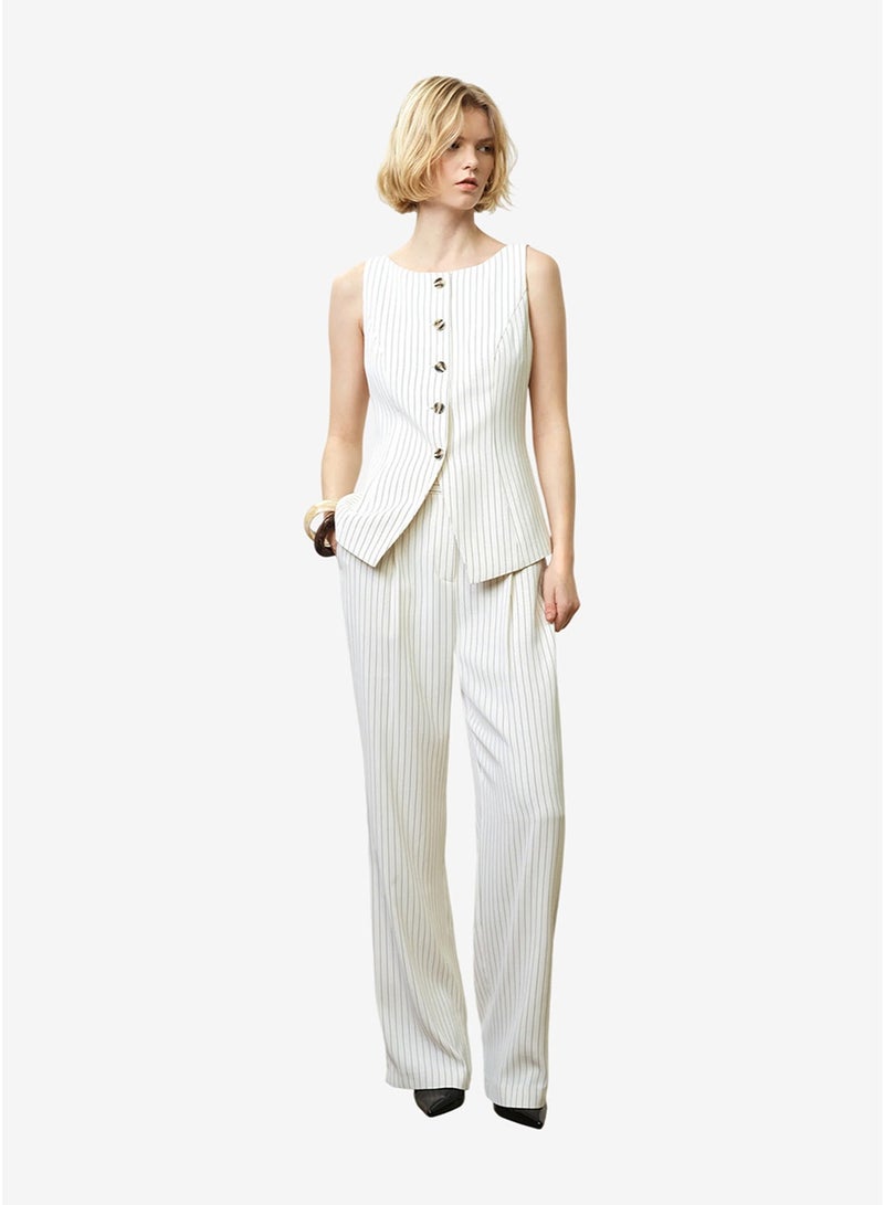 French Connection Women's Porcelain Cream/Blac Vinnie Pinstripe Trouser - Image 2