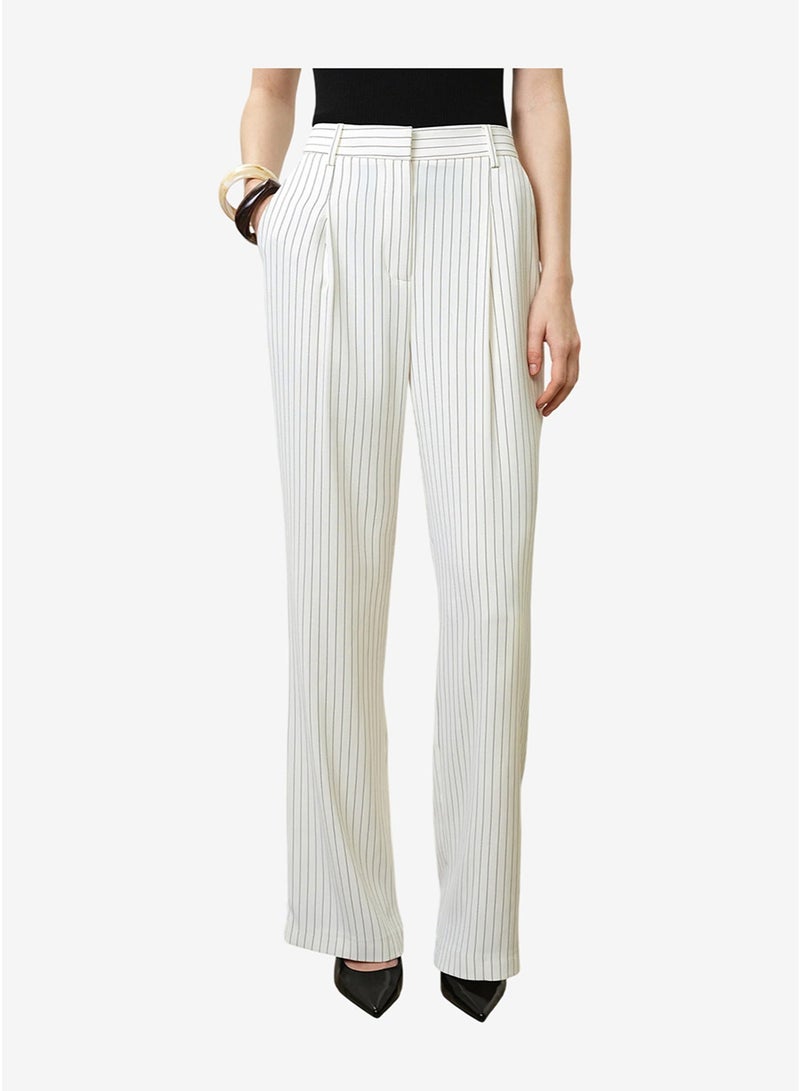 French Connection Women's Porcelain Cream/Blac Vinnie Pinstripe Trouser - Image 3