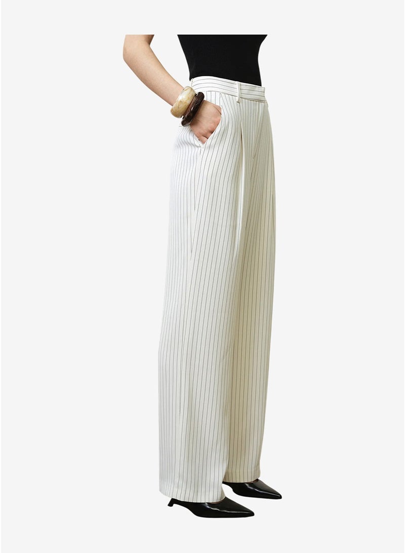 French Connection Women's Porcelain Cream/Blac Vinnie Pinstripe Trouser - Image 4