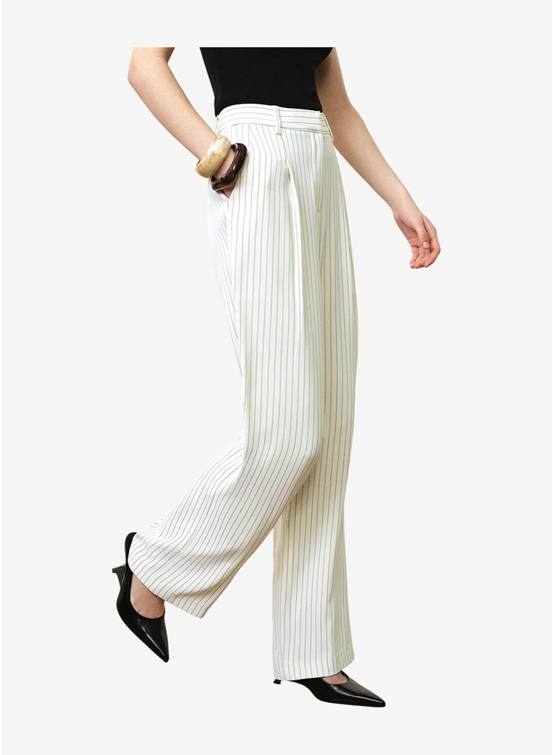 French Connection Women's Porcelain Cream/Blac Vinnie Pinstripe Trouser - Image 5