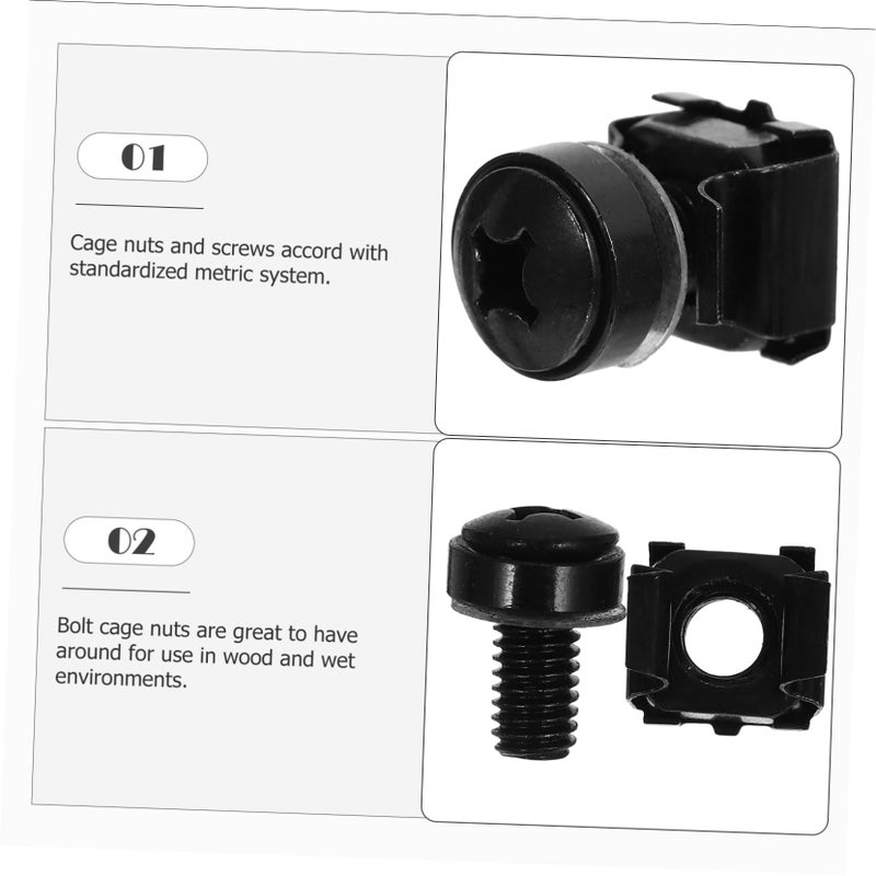 50 Pcs Black Cage Nuts For Server Racks And Network Cabinets Easy Installation Mounting Hardware - Image 3