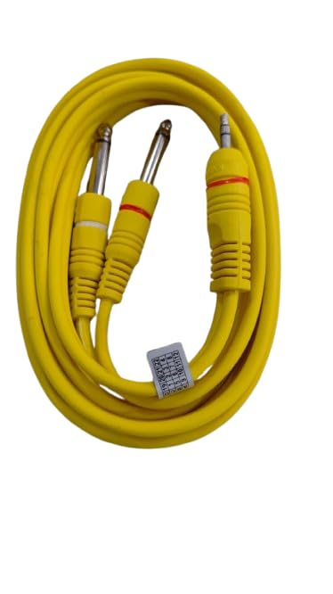 MOGRAB Personal Computer Laptop Stereo 3.5mm to Dual 6.5mm TRS Mono Aux Cable - Yellow | Audio Connector for Guitars, Microphones Mixing Desks Amplifiers Speakers & Recording Equipment - Image 3