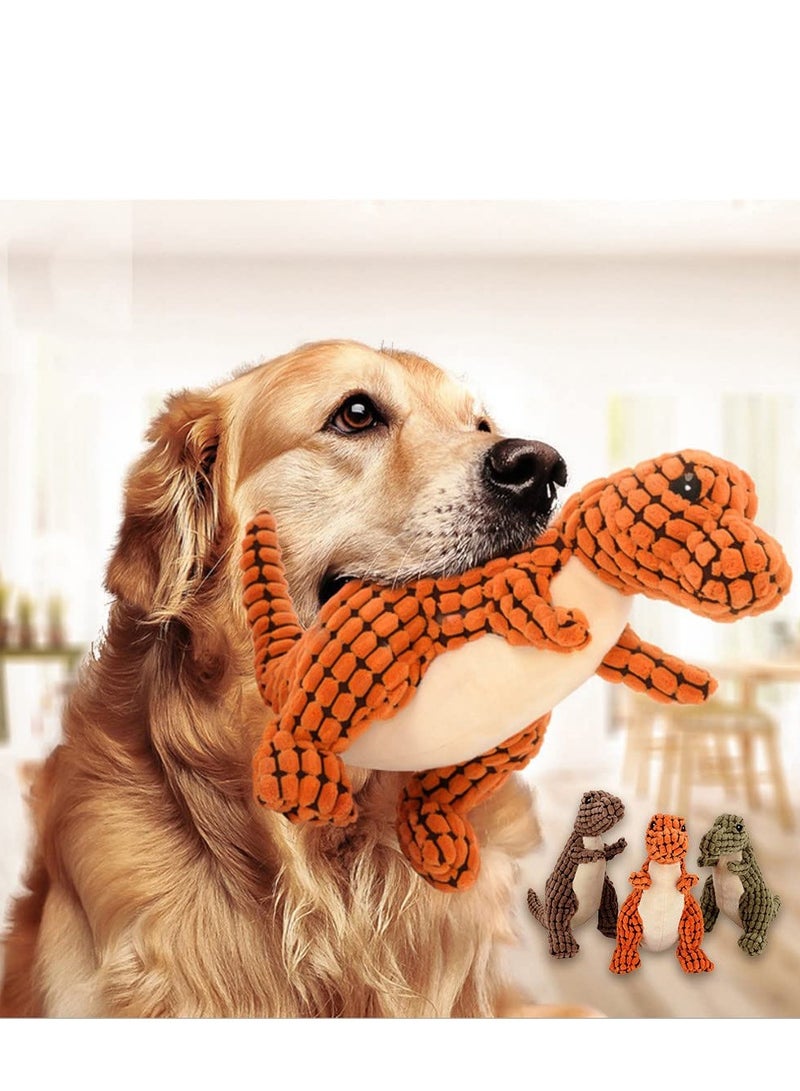 Indestructible Dino Plush Dog Toys, 3 Pack Squeaky Chew Toys for Aggressive Chewers, Perfect for Small, Medium and Large Dogs - Image 2