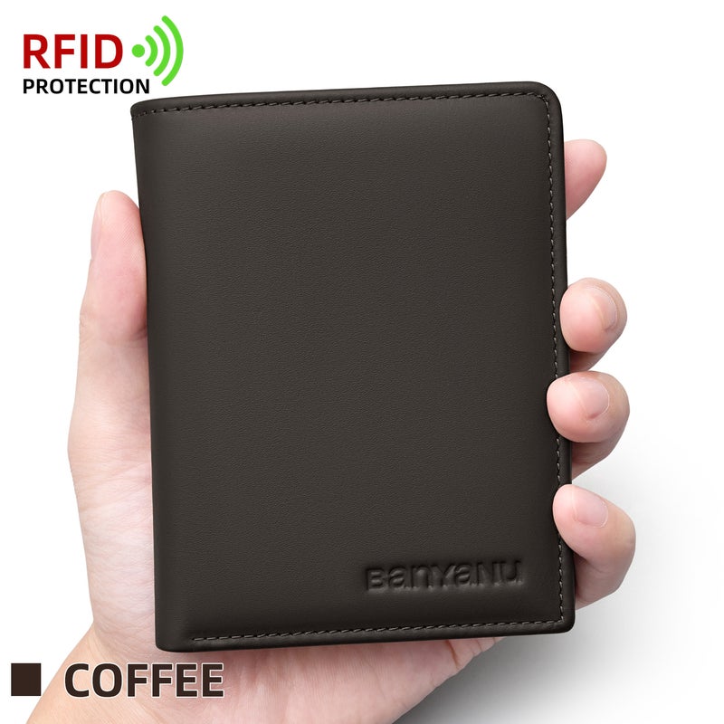 banyanu Genuine Leather RFID Anti-Theft Passport Holder Wallet with Zippered Hidden Pocket - Luxury Protective Case, Ideal Gift (Coffee) - Image 1