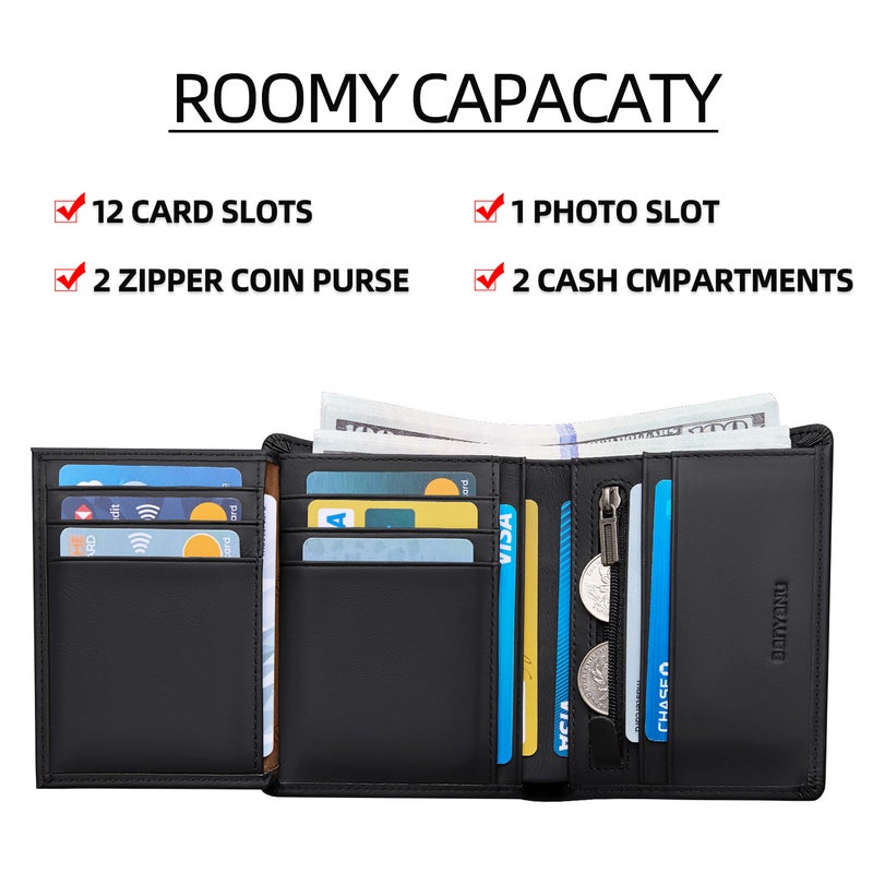 banyanu Genuine Leather RFID Anti-Theft Passport Holder Wallet with Zippered Hidden Pocket - Luxury Protective Case, Ideal Gift (Coffee) - Image 2