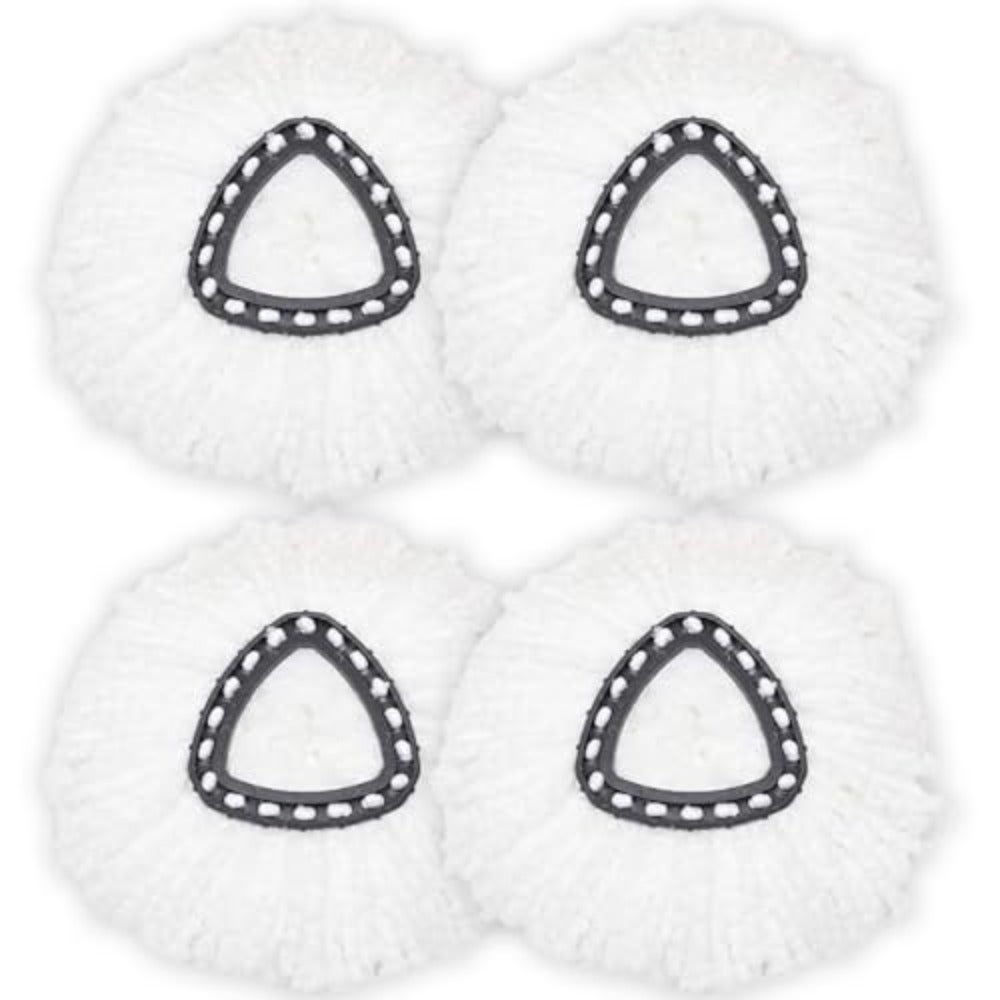 4PCS triangle spin mop heads replacement for easy wring spin mop bucket system, microfiber material, gray, washable reusable