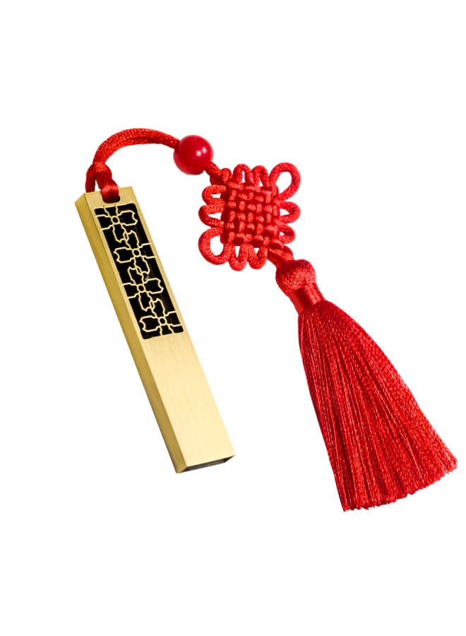 Chinese Style U Disk Creative Metal Vintage Copper Gift High Speed 3.0 Large Capacity U Disk Antique Engraving Window U Disk-Color:Four Leaf Clover-Capacity:2.0-64GB - Image 1