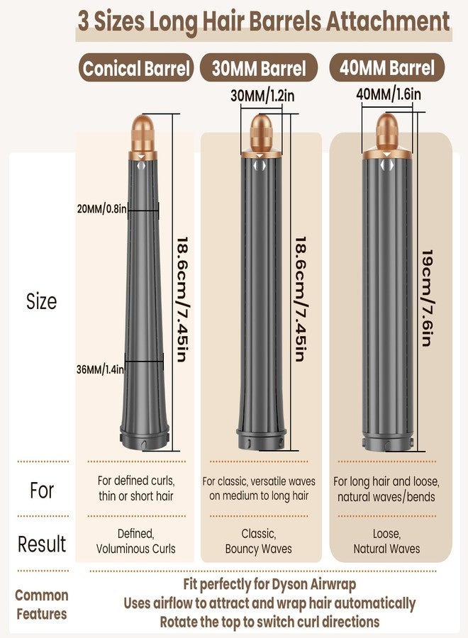 PUREGUST 1.2IN Long Hair Barrels Attachment Compatible with Dyson Airwrap HS01 HS05 HS08 Accessories, Automatic Curling Iron Curlers for Soft Inward Curls Voluminous Outward Waves - Image 2