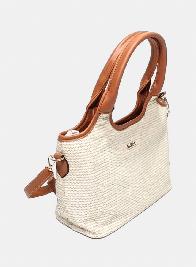 Glitter Bag with Cross Hand - Beige - Image 2