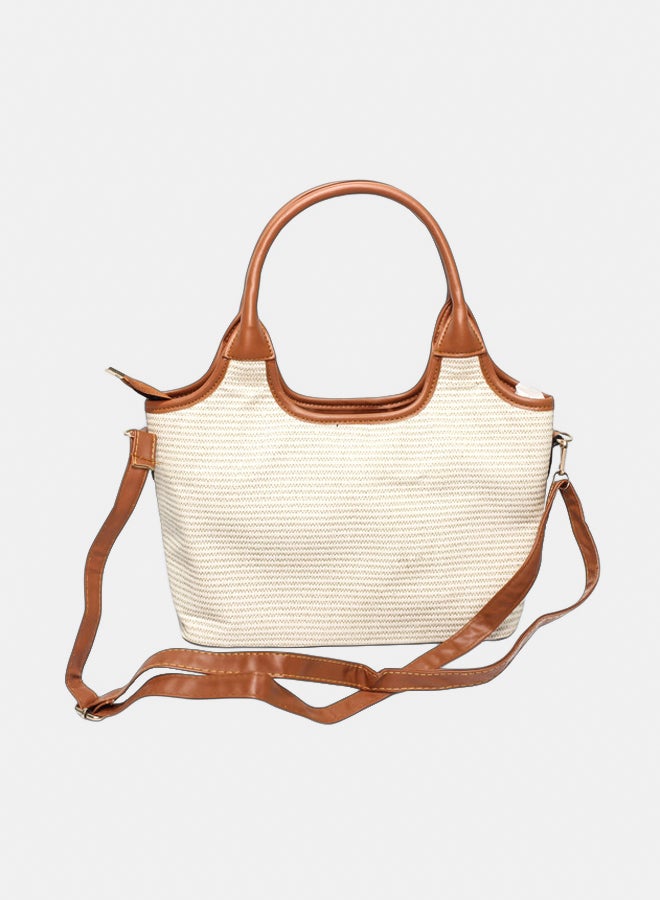 Glitter Bag with Cross Hand - Beige - Image 3