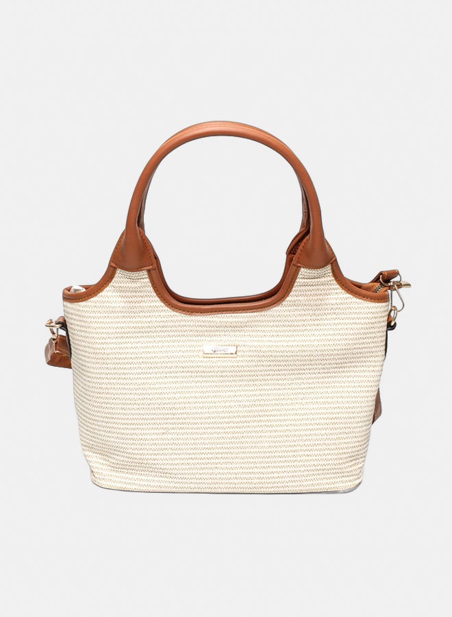 Glitter Bag with Cross Hand - Beige - Image 1