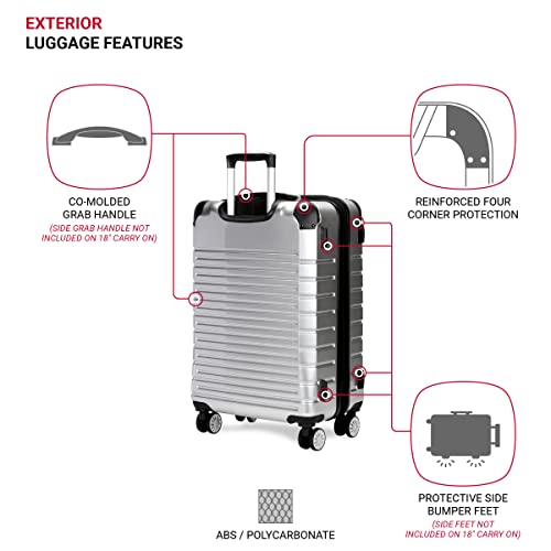 SWISSGEAR حقائب سفر سويس جير 7782 الصلبة القابلة للتوسيع مع عجلات دوارة، فضي، متوسطة الحجم 24 إنش - Image 3