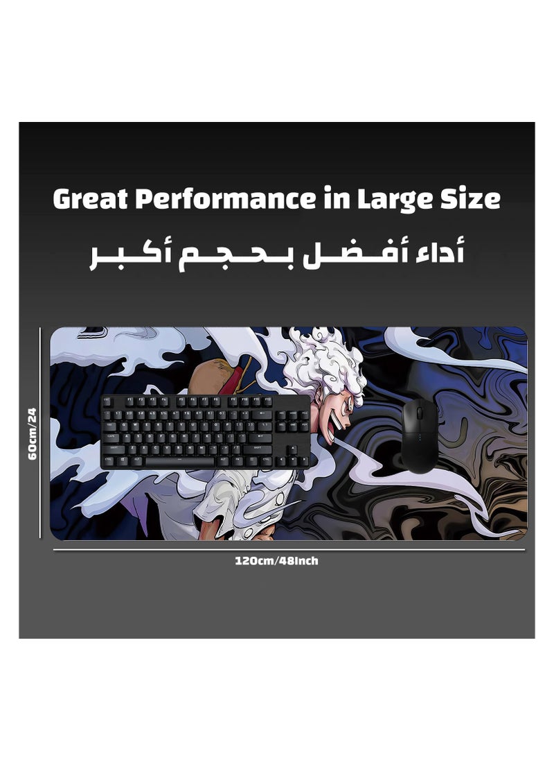 YASA GAME - Extended Large Gaming Mouse Pad 120 X 60 cm XXL Full Desk Art style & Mousepad Non-Slip Rubber Base Big Keyboard Mat with Stitched Edges water resist for Gaming from Yasa ( Luffy ) - Image 1