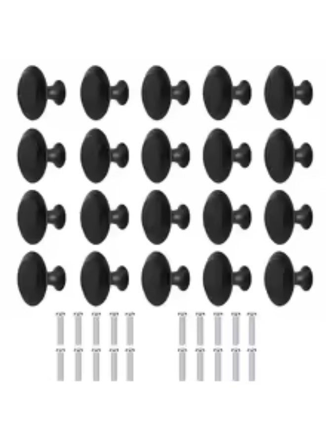 Chabeia 20 Piece Round Cabinet Knobs, Drawer Hardware - 27 mm Cabinet Knobs & Pulls for Dressers & Kitchens with Screw（Black） - Image 4