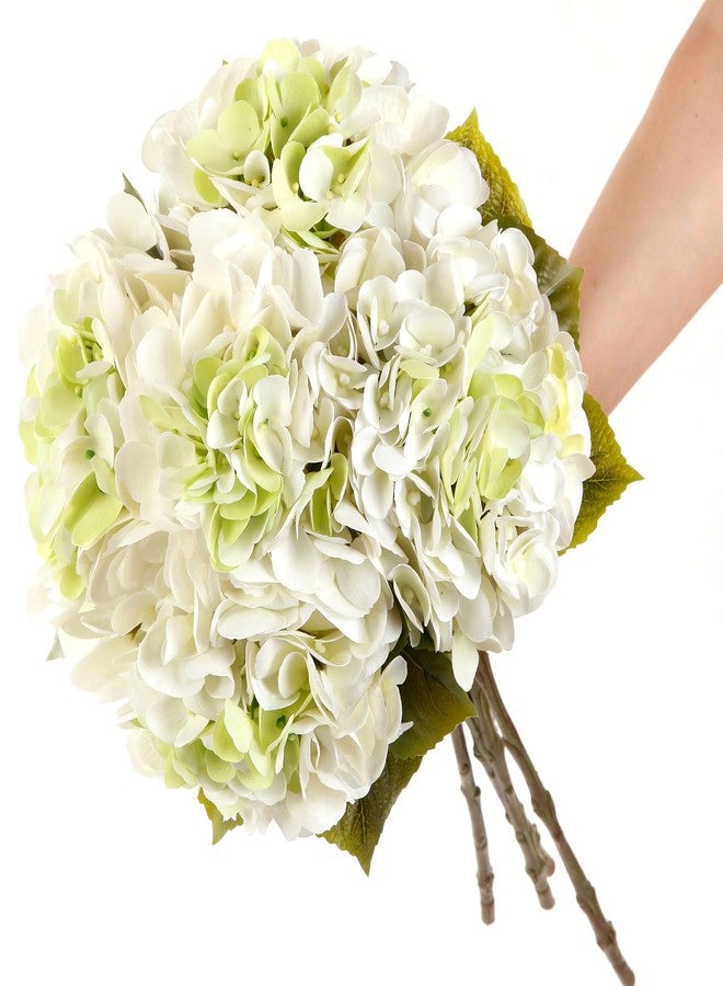 Acfruits 5Pcs Realistic White with Green Hydrangea Artificial Flowers with Stems 24 Inch Lifelike Faux Hydrangeas Flower Large Hydrangea for Weddings Bouquets Table Centerpieces Home Decor Party - Image 4