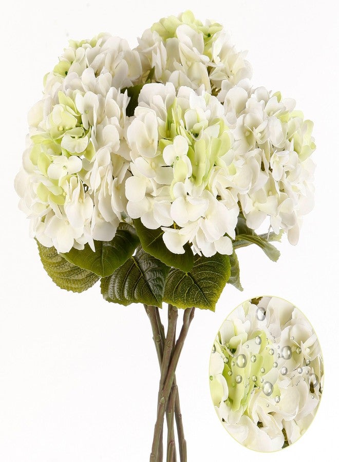 Acfruits 5Pcs Realistic White with Green Hydrangea Artificial Flowers with Stems 24 Inch Lifelike Faux Hydrangeas Flower Large Hydrangea for Weddings Bouquets Table Centerpieces Home Decor Party - Image 1