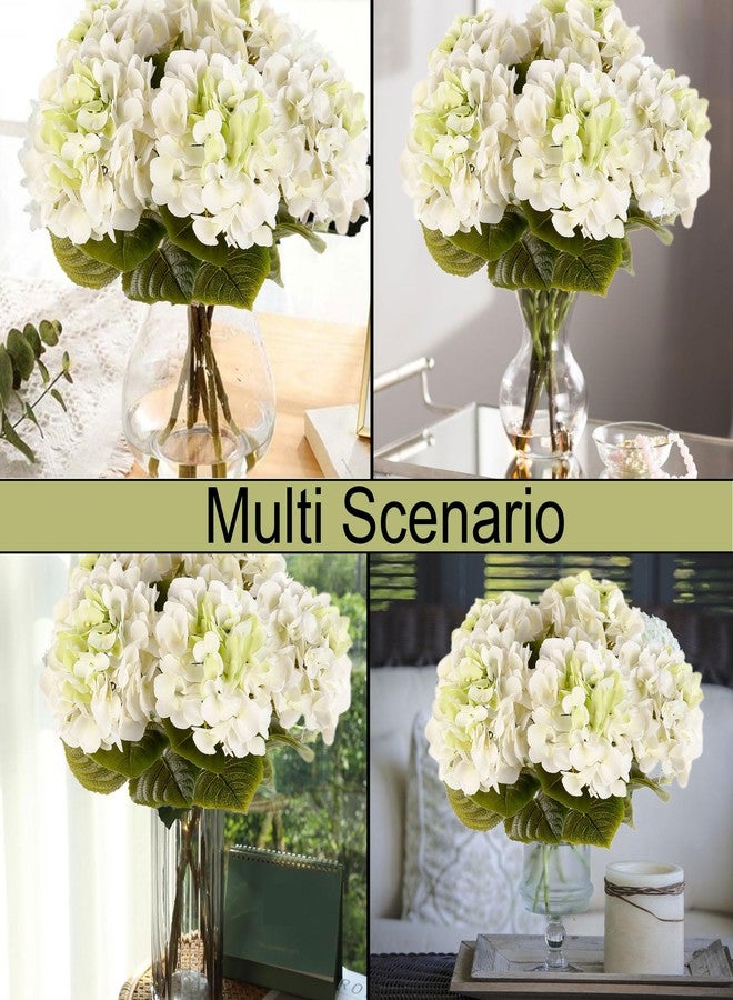 Acfruits 5Pcs Realistic White with Green Hydrangea Artificial Flowers with Stems 24 Inch Lifelike Faux Hydrangeas Flower Large Hydrangea for Weddings Bouquets Table Centerpieces Home Decor Party - Image 5