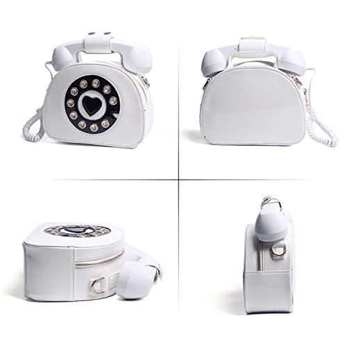 Oweisong Fun Telephone Purse for Women Novelty Phone Tote Handbags Top Handle Shoulder Crossbdoy Bag White - Image 2