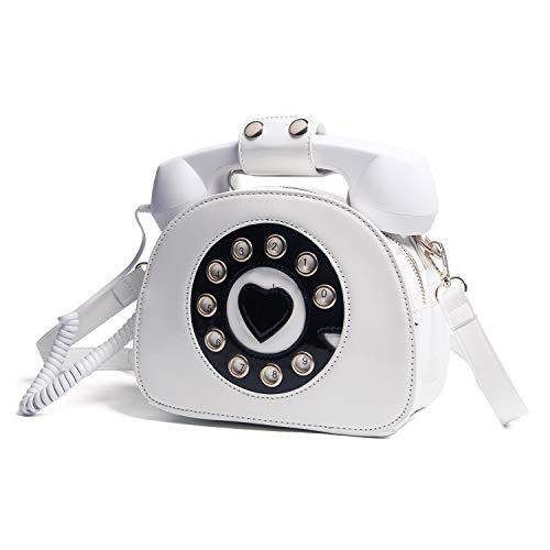 Oweisong Fun Telephone Purse for Women Novelty Phone Tote Handbags Top Handle Shoulder Crossbdoy Bag White - Image 1