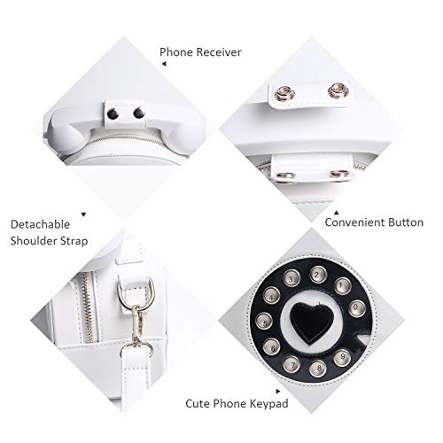 Oweisong Fun Telephone Purse for Women Novelty Phone Tote Handbags Top Handle Shoulder Crossbdoy Bag White - Image 5