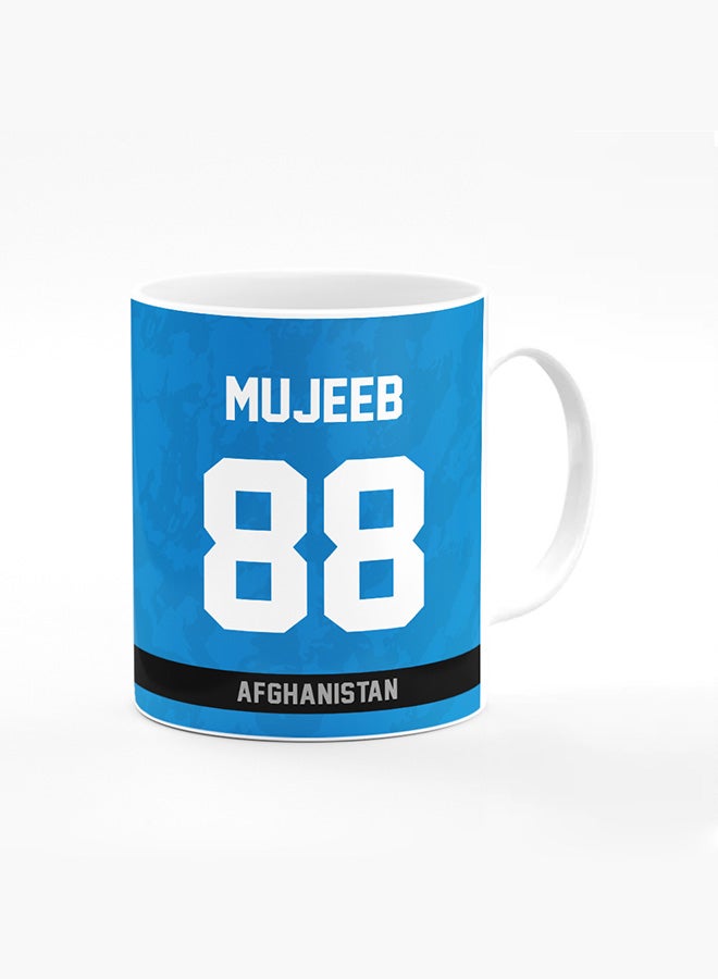 Stylizedd Designer Printed Coffee Mug with Heavy Duty Handle 11oz Ceramic Personalised Gift Mugs Cup [Microwave Safe & Dishwasher Proof ] - Cricket Player - Mujeeb Ur Rahman, Jersey Number - 88 - Image 1