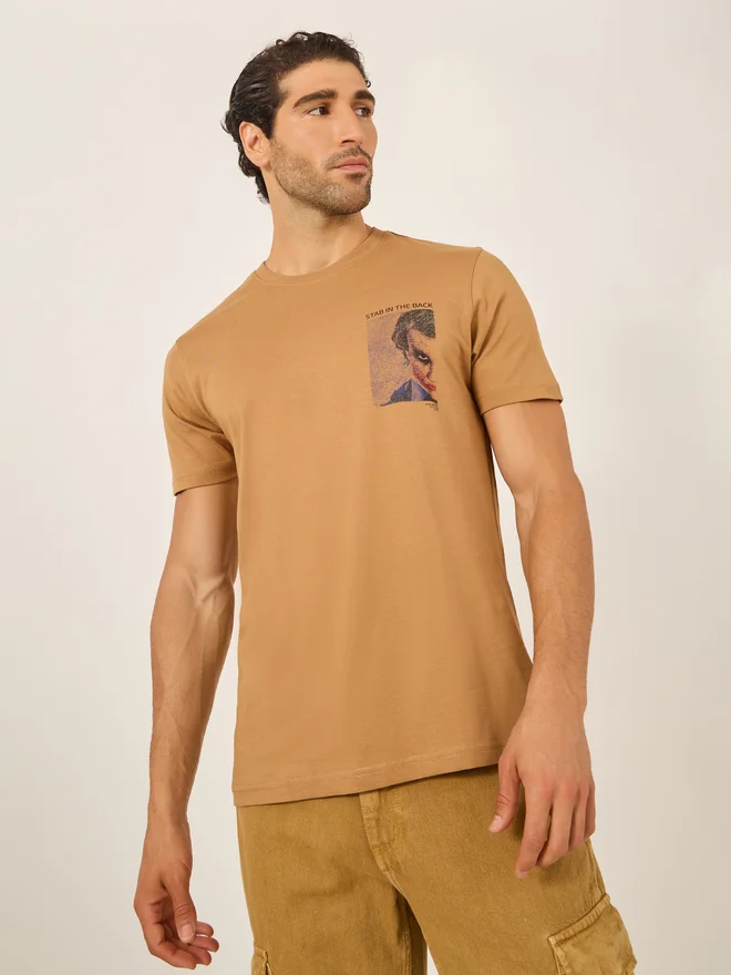 Fort Collins Fort Collins Men Brown Graphic Printed Crew Neck T-Shirt