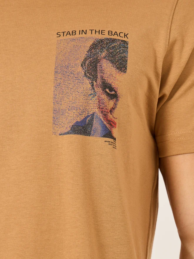 Fort Collins Fort Collins Men Brown Graphic Printed Crew Neck T-Shirt