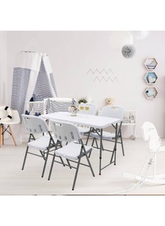MOMENT 1.2M Foldable Lightweight Trestle Outdoor Camping Tables, Heavy Duty Plastic Outdoor Folding Picnic Table, Folding Trestle Table For Bbq Party, Folds In Half With Carry Handle, White [120×60×75Cm]  - Image 2
