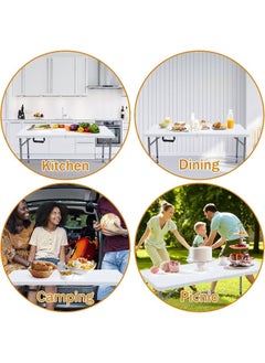 MOMENT 1.2M Foldable Lightweight Trestle Outdoor Camping Tables, Heavy Duty Plastic Outdoor Folding Picnic Table, Folding Trestle Table For Bbq Party, Folds In Half With Carry Handle, White [120×60×75Cm]  - Image 5