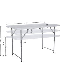 MOMENT 1.2M Foldable Lightweight Trestle Outdoor Camping Tables, Heavy Duty Plastic Outdoor Folding Picnic Table, Folding Trestle Table For Bbq Party, Folds In Half With Carry Handle, White [120×60×75Cm]  - Image 3