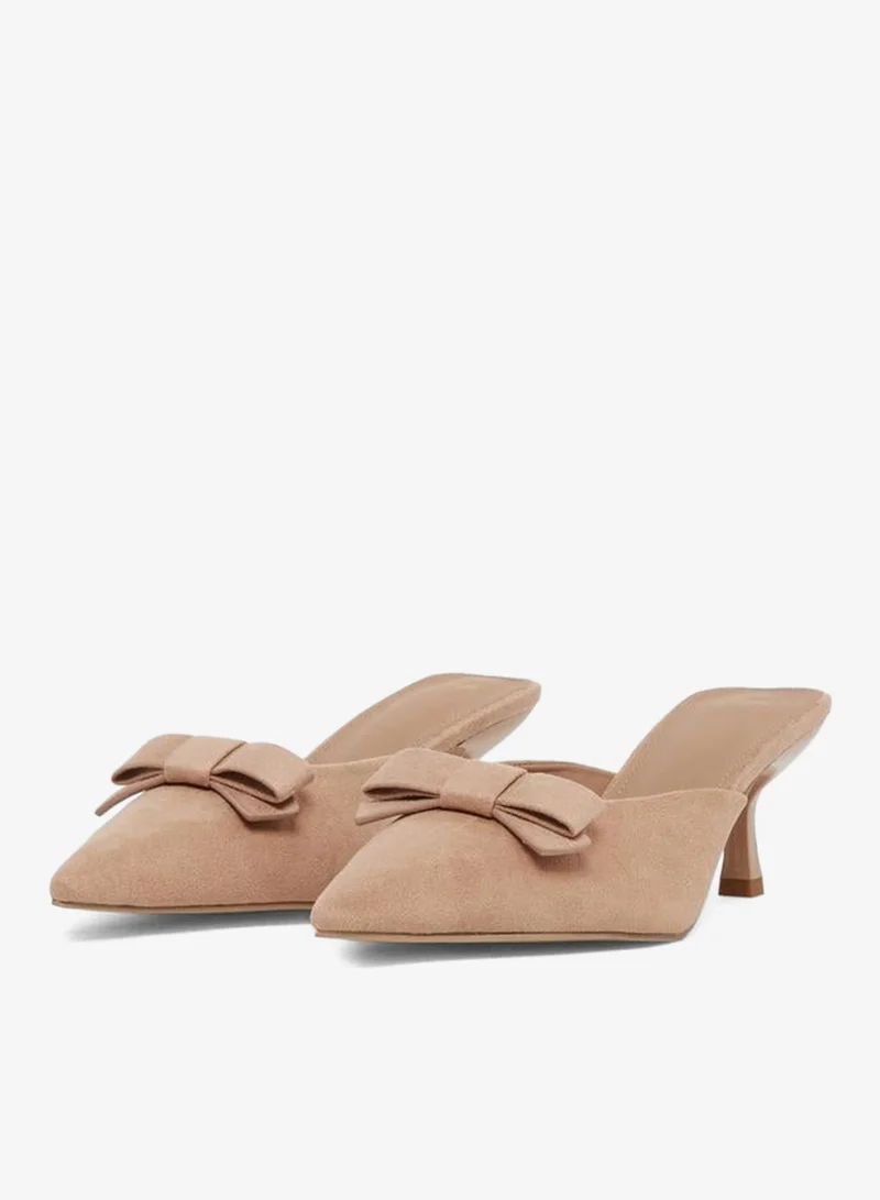 Styli Tan Tan Bow Detail Mules for Women | Best Price UAE