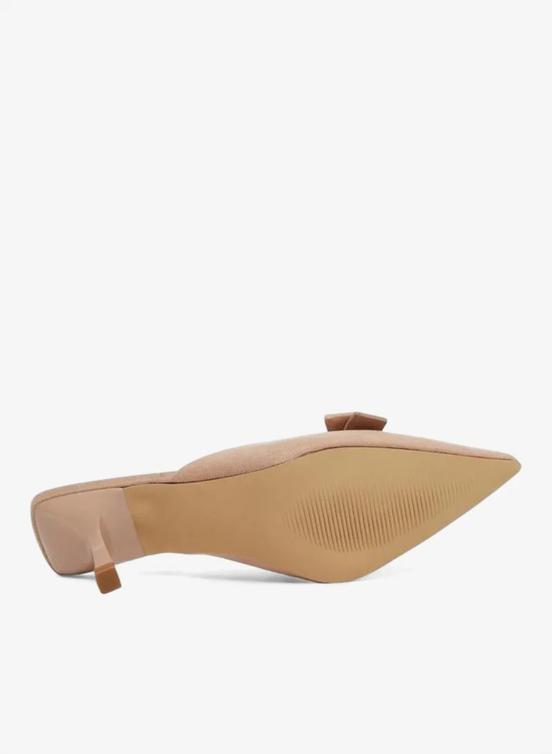 Styli Tan Tan Bow Detail Mules for Women | Best Price UAE