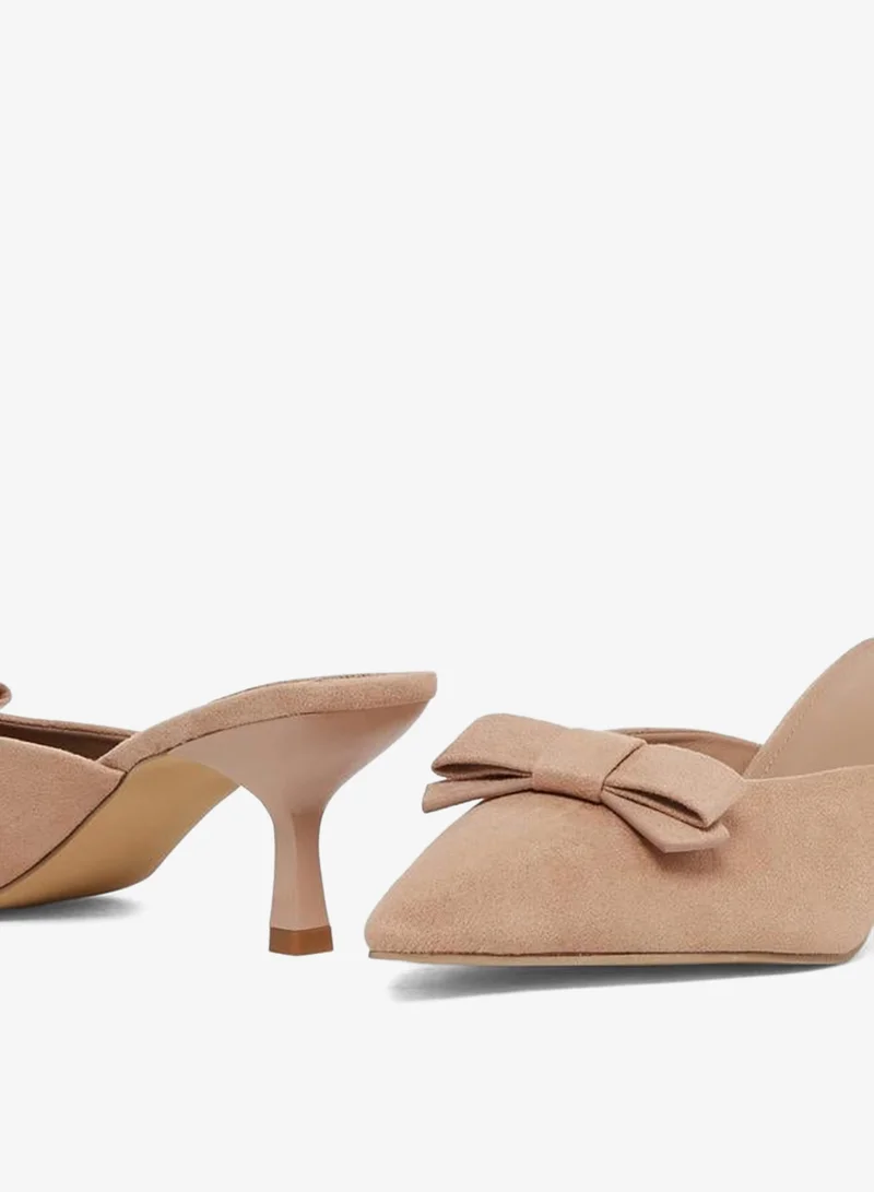 Styli Tan Tan Bow Detail Mules for Women | Best Price UAE