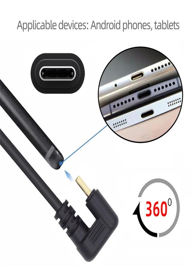 cablecc 480Mbps USB2.0 Type-A Power Data to Type C USB-C Cable Male to Male USB-C Opposite U Shape Back Angled - Image 4