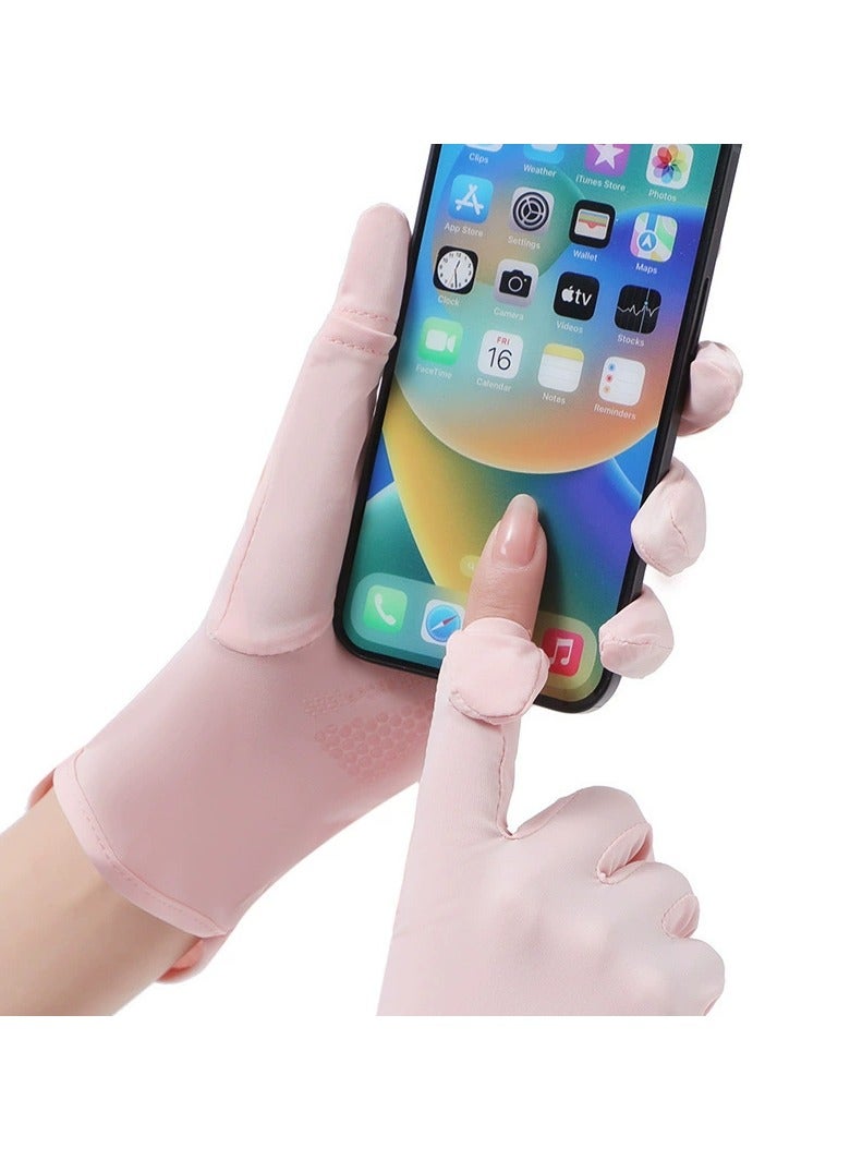 Goolsky Women’s UV Protection Ice Silk Gloves – Breathable Lightweight Touchscreen Flip Finger Gloves, Driving & Outdoor Sports - Image 2