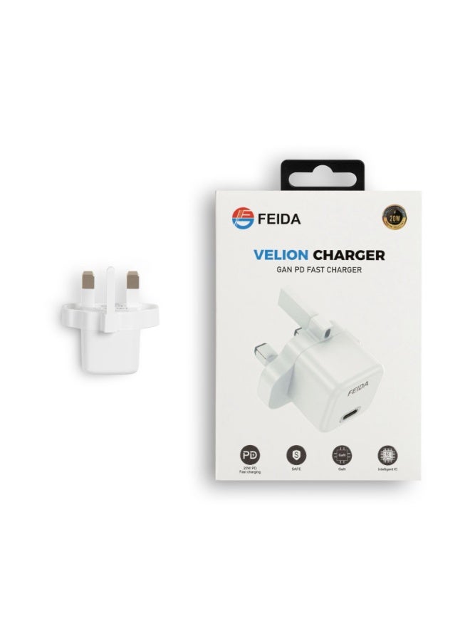فيدا شاحن جداري تايب سي فيش ايفون سريع بقوة 20 وات وشاحن جداري بتقنية PD - Image 1