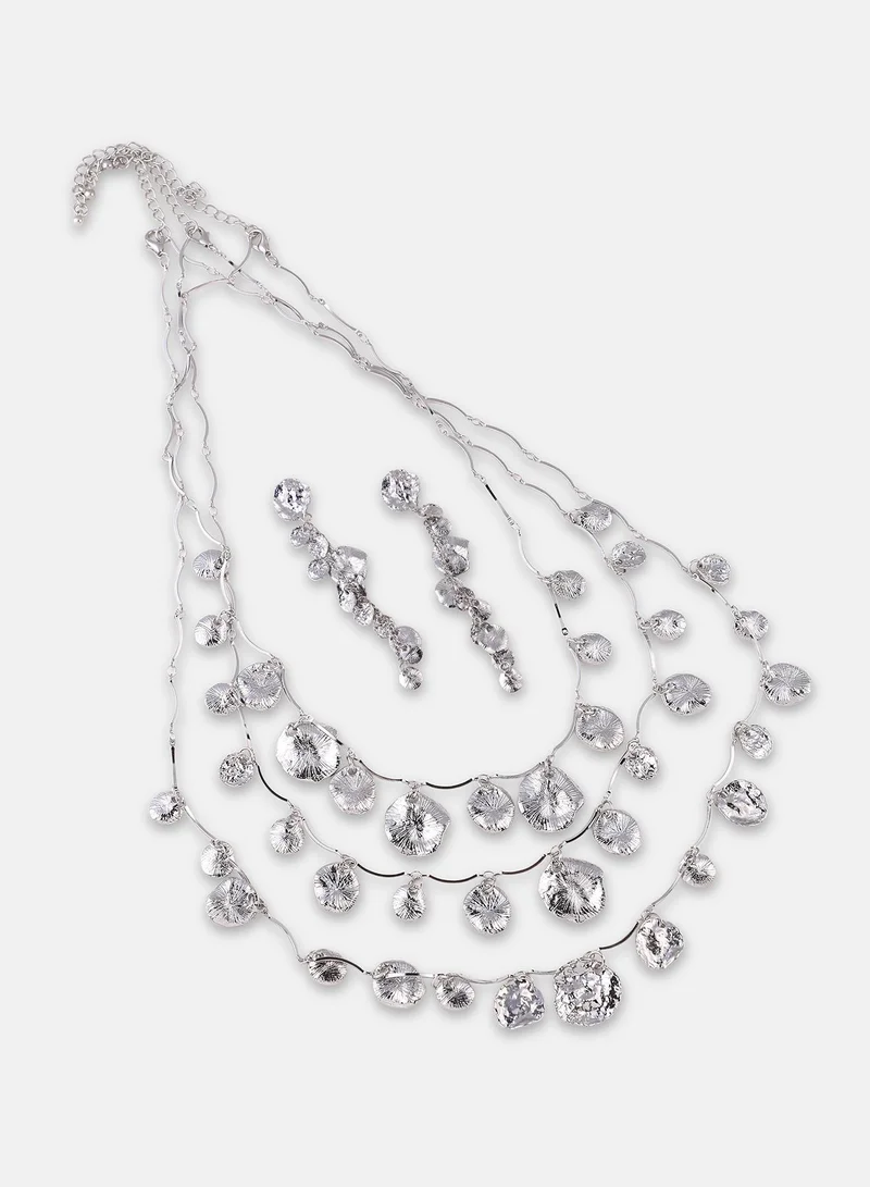 Sohi  Organic Disc Layered Necklace Set for Women | Best Price UAE