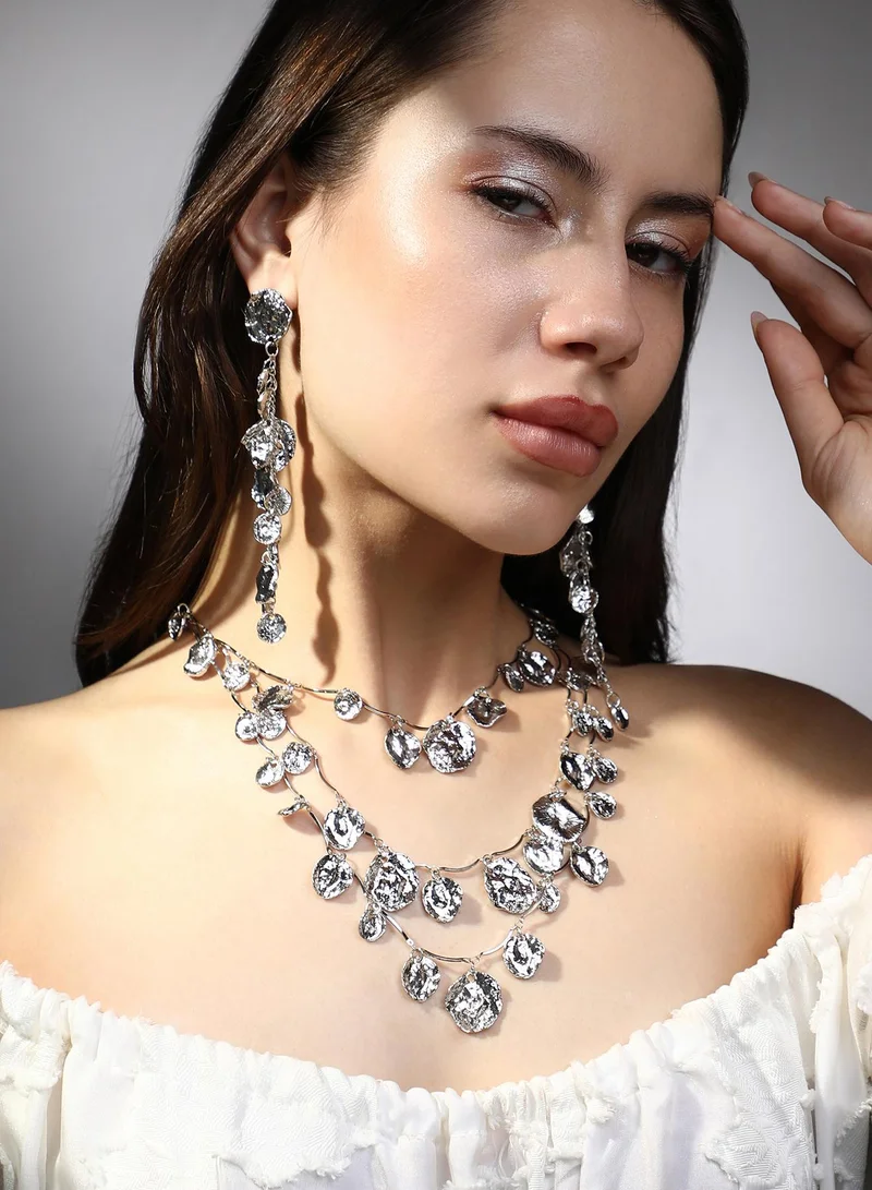 Sohi  Organic Disc Layered Necklace Set for Women | Best Price UAE