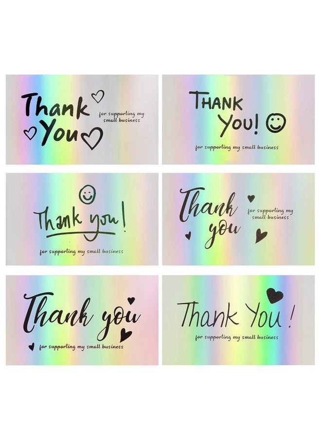 FZR Legend - 120Pcs Thank You Cards Small Business Mini 6 Styles Thank You For Supporting Cards Notes Shopping Holographic Thanks Greeting Cards For Retail Store Owner Goods Customer 2X3.5 Inch - Image 1