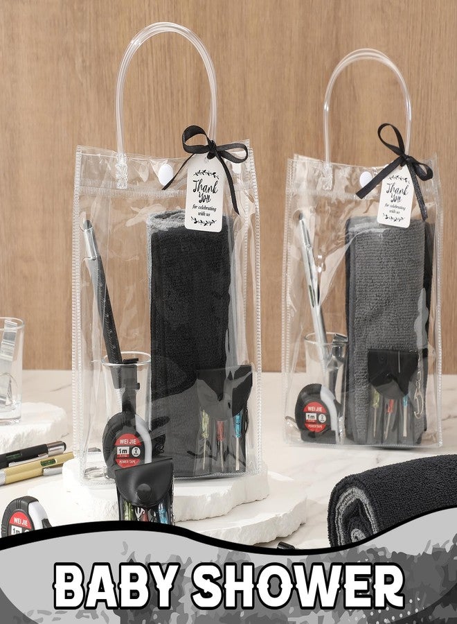 Leinuosen 6 Set Baby Shower Prizes for Men with Cleaning Cloth Bottle Opener Screwdriver Tape Measuring Keychain Multi Tool Pen Gift Bag Baby Shower Game Prizes for Winner(Black,Classic Style) - Image 3