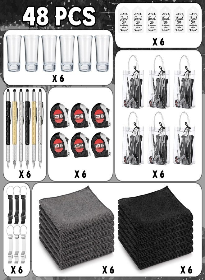 Leinuosen 6 Set Baby Shower Prizes for Men with Cleaning Cloth Bottle Opener Screwdriver Tape Measuring Keychain Multi Tool Pen Gift Bag Baby Shower Game Prizes for Winner(Black,Classic Style) - Image 4