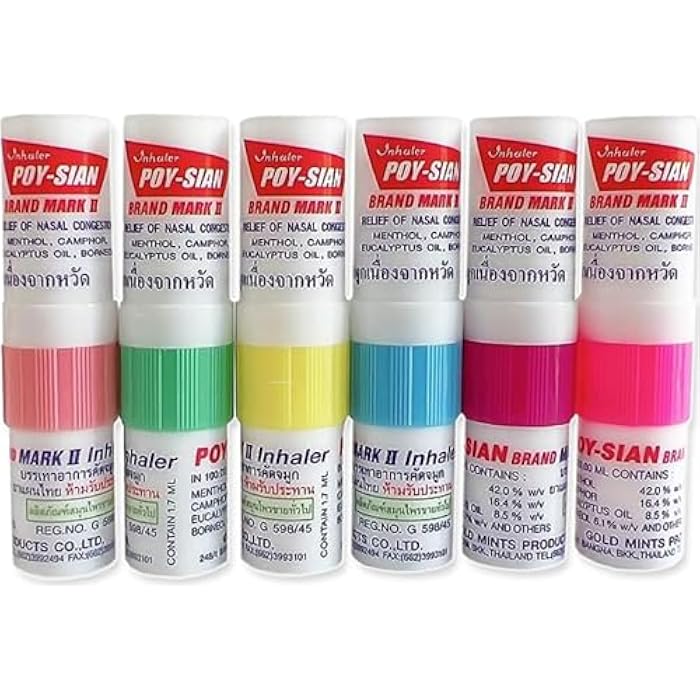 POY SIAN POY-SIAN Mark II Menthol Aromatherapy Nasal Inhaler, Natural Herbal Remedy with Cooling Essential Oils Poysian (Pack of 6) - Image 1