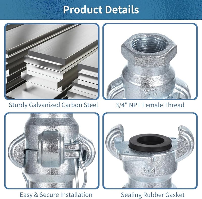 3 4 Inch Female Chicago Coupling 4 Sets With Lock Clips Gaskets Carbon Steel NPT Fittings - Image 3