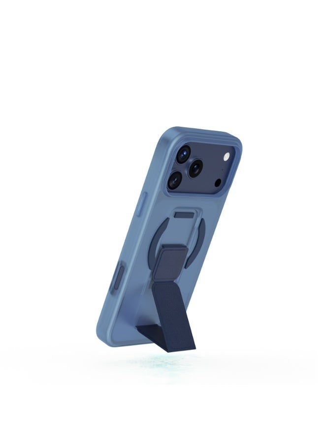 GREEN LION iPhone 17 Pro MagSafe Case GRIP 360 Back Cover / Leather Grip Strap / Foldable Stand / Strong Magnets / Drop Protection / Camera Protection / Scratch Resistant - Blue Titanium - Image 2