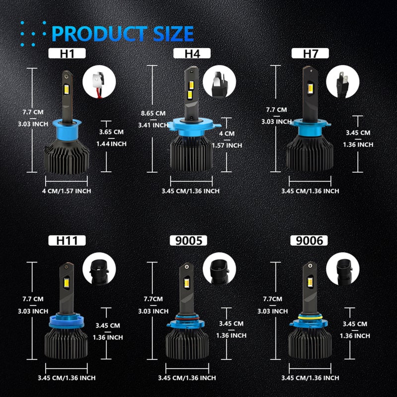 LED Headlight Bulbs H1 3-Color Design - Premium CSP Lamp Beads Car LED Headlights for Extreme Weather Driving & Nighttime Visibility - Image 3