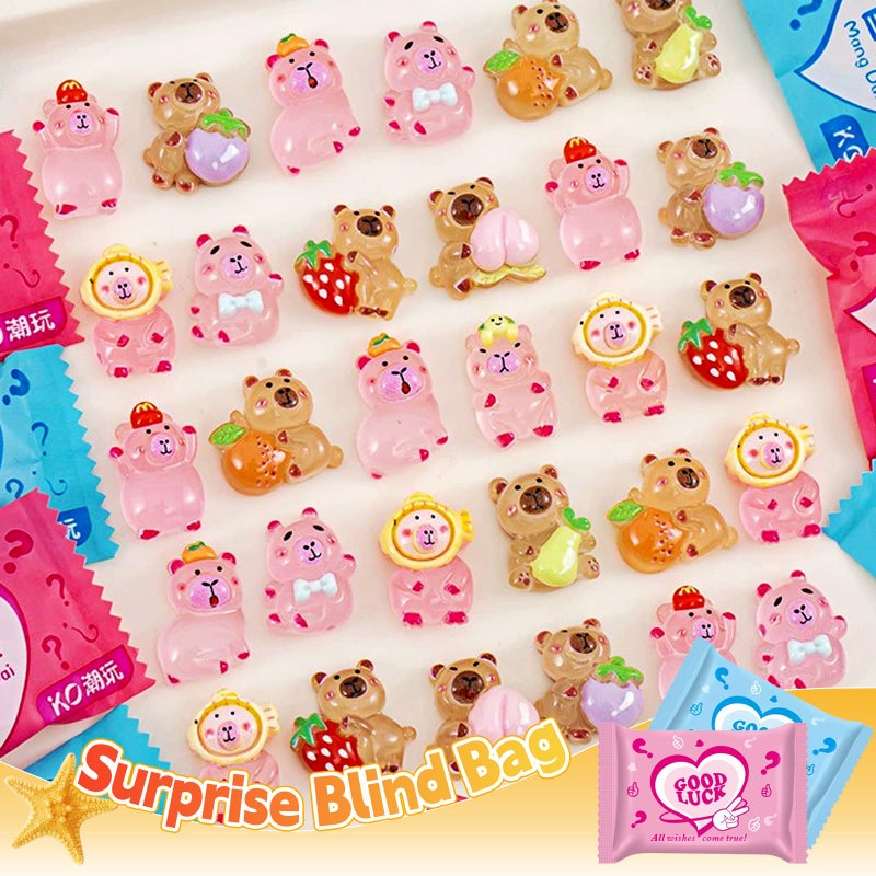 CIYOJA 50 Pcs Random Mini Capybara with Glow in the Dark Feature, Individually Packaged Blind Bags â€“ Cute Collectible Resin Toys for Kids, Fairy Gardens, Desk Decor, Party Favors, and Creative DIY Projects - Image 2
