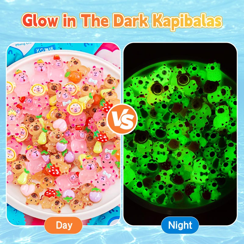 CIYOJA 50 Pcs Random Mini Capybara with Glow in the Dark Feature, Individually Packaged Blind Bags â€“ Cute Collectible Resin Toys for Kids, Fairy Gardens, Desk Decor, Party Favors, and Creative DIY Projects - Image 4