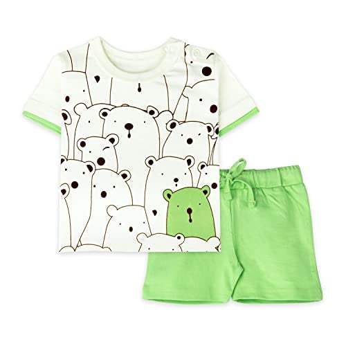ARIEL Baby Boys & Baby girls Cotton Printed Round Neck Half Sleeve T-shirt & Short Trendy Summer Clothing Sets(AR-BHALFSS-69-Crowd-mouse_Multicolor_6 Months - 9 Months) - Image 1